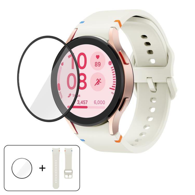 Dây đồng hồ silicone may trơn với phim cong 3D, dành cho Samsung Galaxy Watch5 Pro 45mm, dành cho Samsung Galaxy Watch5 40mm, dành cho Samsung Galaxy Watch4 44mm, dành cho Samsung Galaxy Watch4 40mm