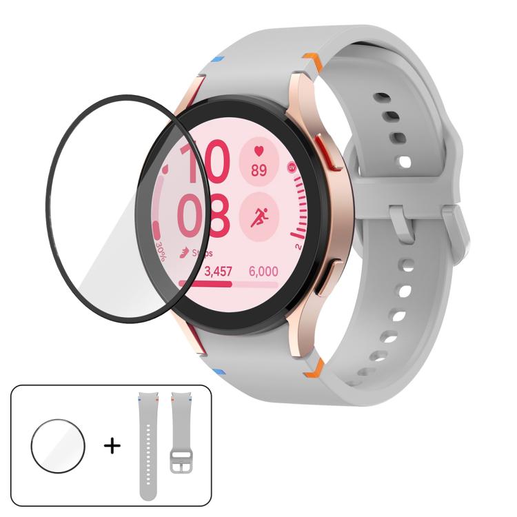 Dây đồng hồ silicone may trơn với phim cong 3D, dành cho Samsung Galaxy Watch5 Pro 45mm, dành cho Samsung Galaxy Watch5 40mm, dành cho Samsung Galaxy Watch4 44mm, dành cho Samsung Galaxy Watch4 40mm