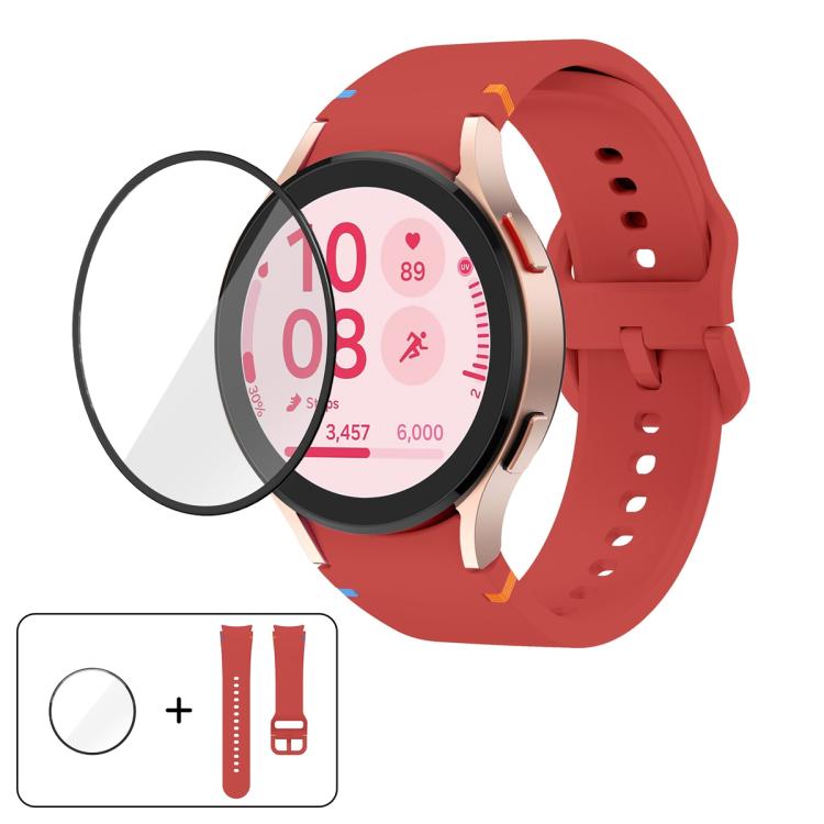 Plain Stitching Silicone Watch Band with 3D Curved Film, For Samsung Galaxy Watch4 Classic 46mm, For Samsung Galaxy Watch4 Classic 42mm, For Samsung Galaxy Watch5 Active 40mm, For Samsung Galaxy Watch5 Active 44mm