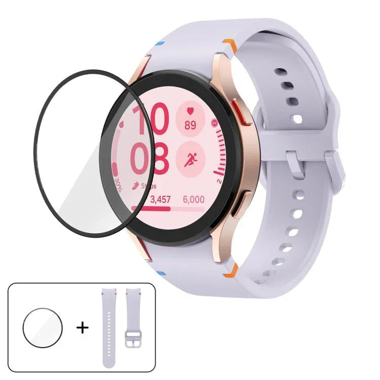 Dây Đeo Đồng Hồ Silicone Khâu Trơn Với Màng Cong 3D, Dành Cho Samsung Galaxy Watch4 Active 40mm, Dành Cho Samsung Galaxy Watch4 Active 44mm