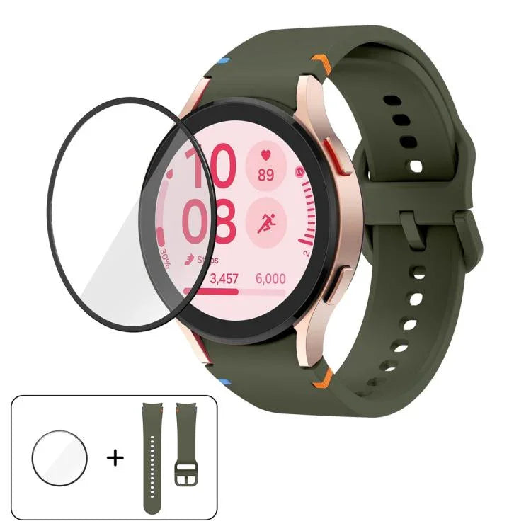 Dây Đeo Đồng Hồ Silicone Khâu Trơn Với Màng Cong 3D, Dành Cho Samsung Galaxy Watch4 Active 40mm, Dành Cho Samsung Galaxy Watch4 Active 44mm