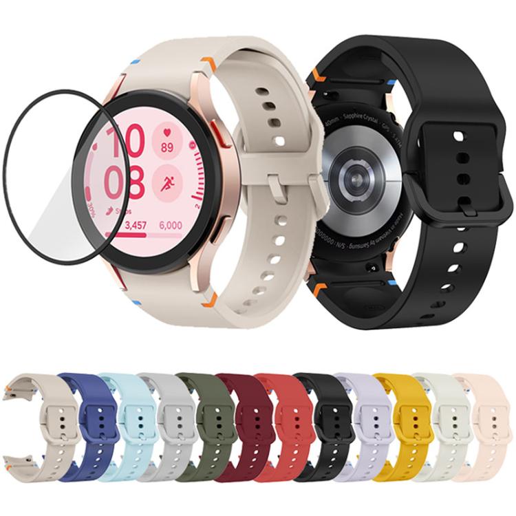 Dây đồng hồ silicone may trơn với phim cong 3D, dành cho Samsung Galaxy Watch FE 40mm, dành cho Samsung Galaxy Watch7 44mm, dành cho Samsung Galaxy Watch7 40mm, dành cho Samsung Galaxy Watch6 Classic 47mm