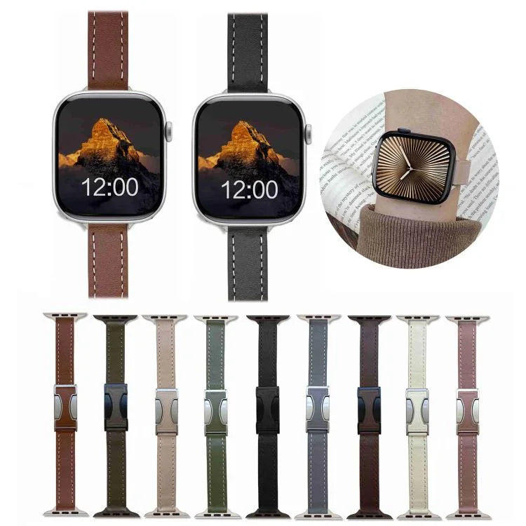 Dây đồng hồ da thật trơn 14mm khóa từ tính, Dành cho Apple Watch 46mm / 49mm / 45mm / 44mm, Dành cho Apple Watch 42mm / 41mm / 40mm / 38mm