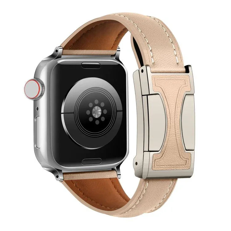 Dây đồng hồ da thật trơn eo nhỏ khóa từ tính, Dành cho Apple Watch 46mm / 49mm / 45mm / 44mm, Dành cho Apple Watch 42mm / 41mm / 40mm / 38mm