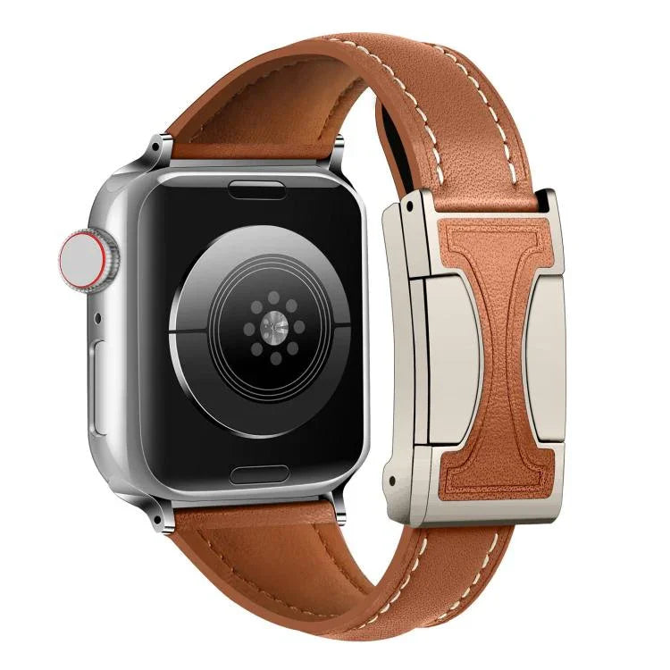 Dây đồng hồ da thật trơn eo nhỏ khóa từ tính, Dành cho Apple Watch 46mm / 49mm / 45mm / 44mm, Dành cho Apple Watch 42mm / 41mm / 40mm / 38mm