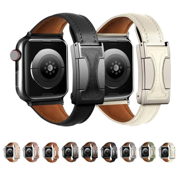 Dây đồng hồ da thật trơn eo nhỏ khóa từ tính, Dành cho Apple Watch 46mm / 49mm / 45mm / 44mm, Dành cho Apple Watch 42mm / 41mm / 40mm / 38mm