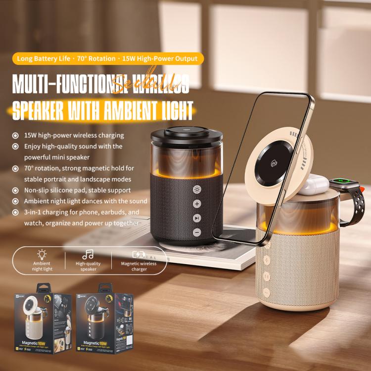 Loa Bluetooth kiêm sạc không dây 5 trong 1 WK WP-U179 Qisone 15W có đèn ngủ