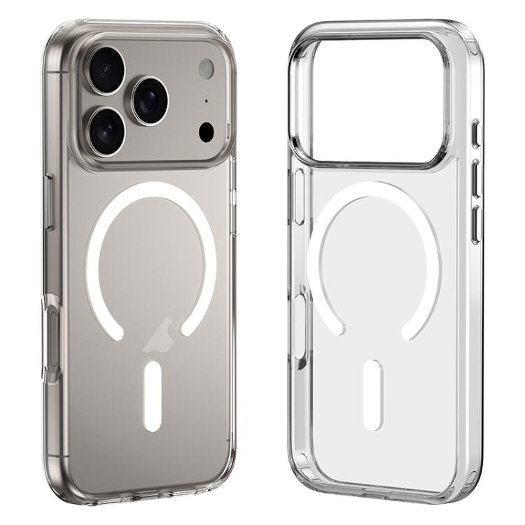 Ốp lưng hỗn hợp PC TPU trong suốt có nút kim loại MagSafe ZGA, dành cho iPhone 17 Pro Max, iPhone 17 Pro, iPhone 17