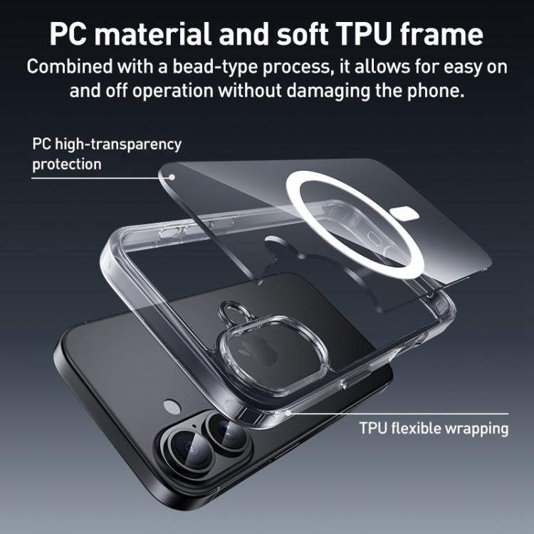 Ốp lưng hỗn hợp PC TPU trong suốt có nút kim loại MagSafe ZGA, dành cho iPhone 17 Pro Max, iPhone 17 Pro, iPhone 17