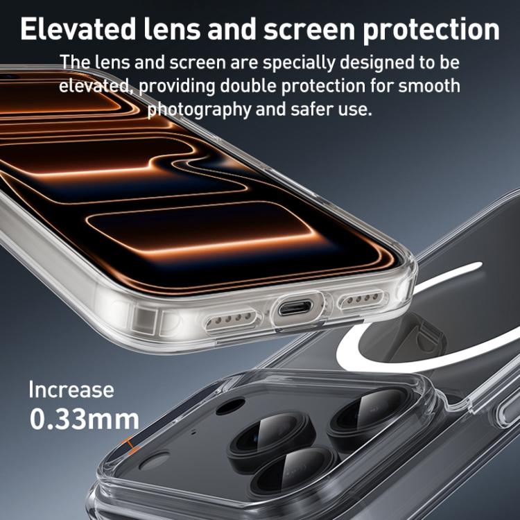 Ốp lưng hỗn hợp PC TPU trong suốt có nút kim loại MagSafe ZGA, dành cho iPhone 17 Pro Max, iPhone 17 Pro, iPhone 17