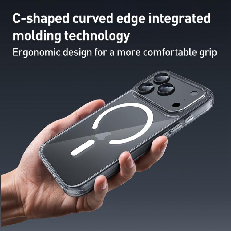 Ốp lưng hỗn hợp PC TPU trong suốt có nút kim loại MagSafe ZGA, dành cho iPhone 17 Pro Max, iPhone 17 Pro, iPhone 17