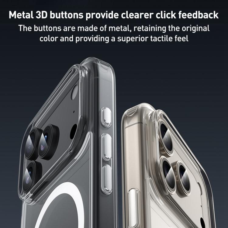 Ốp lưng hỗn hợp PC TPU trong suốt có nút kim loại MagSafe ZGA, dành cho iPhone 17 Pro Max, iPhone 17 Pro, iPhone 17