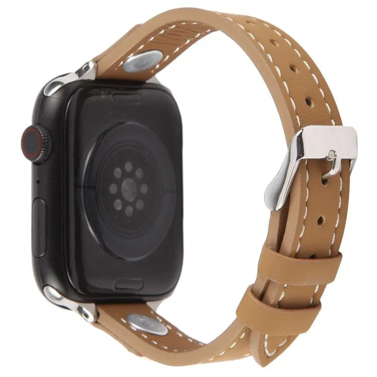 Dây đồng hồ da microfiber cảm giác da Camellia Rivet, Dành cho Apple Watch 46mm / 49mm / 45mm / 44mm, Dành cho Apple Watch 42mm / 41mm / 40mm / 38mm
