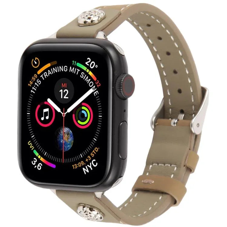 Dây đồng hồ da microfiber cảm giác da Camellia Rivet, Dành cho Apple Watch 46mm / 49mm / 45mm / 44mm, Dành cho Apple Watch 42mm / 41mm / 40mm / 38mm