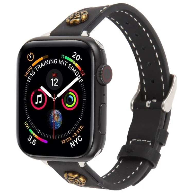 Dây đồng hồ da microfiber cảm giác da Camellia Rivet, Dành cho Apple Watch 46mm / 49mm / 45mm / 44mm, Dành cho Apple Watch 42mm / 41mm / 40mm / 38mm