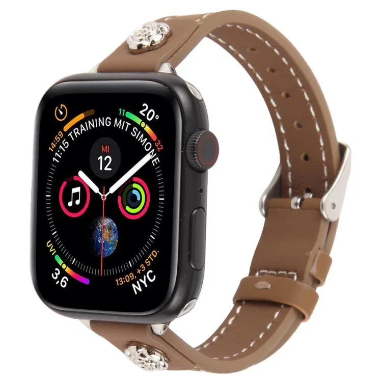 Dây đồng hồ da microfiber cảm giác da Camellia Rivet, Dành cho Apple Watch 46mm / 49mm / 45mm / 44mm, Dành cho Apple Watch 42mm / 41mm / 40mm / 38mm