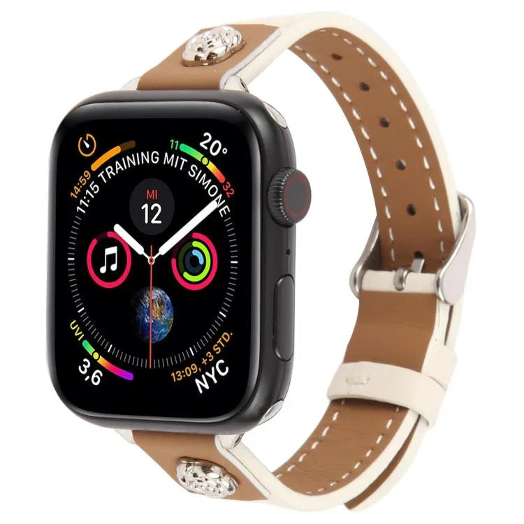 Dây đồng hồ da microfiber cảm giác da Camellia Rivet, Dành cho Apple Watch 46mm / 49mm / 45mm / 44mm, Dành cho Apple Watch 42mm / 41mm / 40mm / 38mm