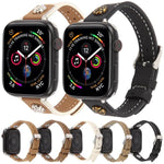 Dây đồng hồ da microfiber cảm giác da Camellia Rivet, Dành cho Apple Watch 46mm / 49mm / 45mm / 44mm, Dành cho Apple Watch 42mm / 41mm / 40mm / 38mm
