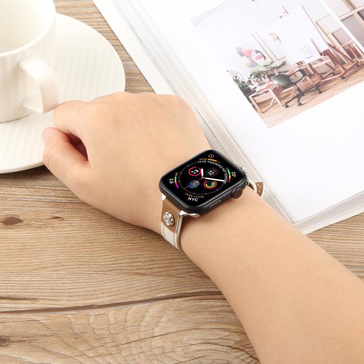 Dây đồng hồ da microfiber cảm giác da Camellia Rivet, Dành cho Apple Watch 46mm / 49mm / 45mm / 44mm, Dành cho Apple Watch 42mm / 41mm / 40mm / 38mm