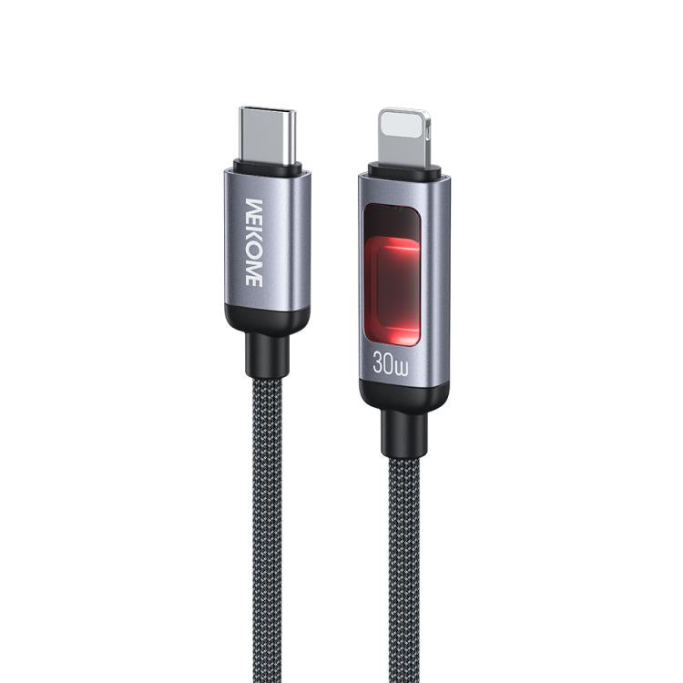 Cáp dữ liệu sạc nhanh hiển thị kỹ thuật số thông minh WK WDC-109 30W Type-C sang 8 Pin, Chiều dài: 1.2m, WDC-109