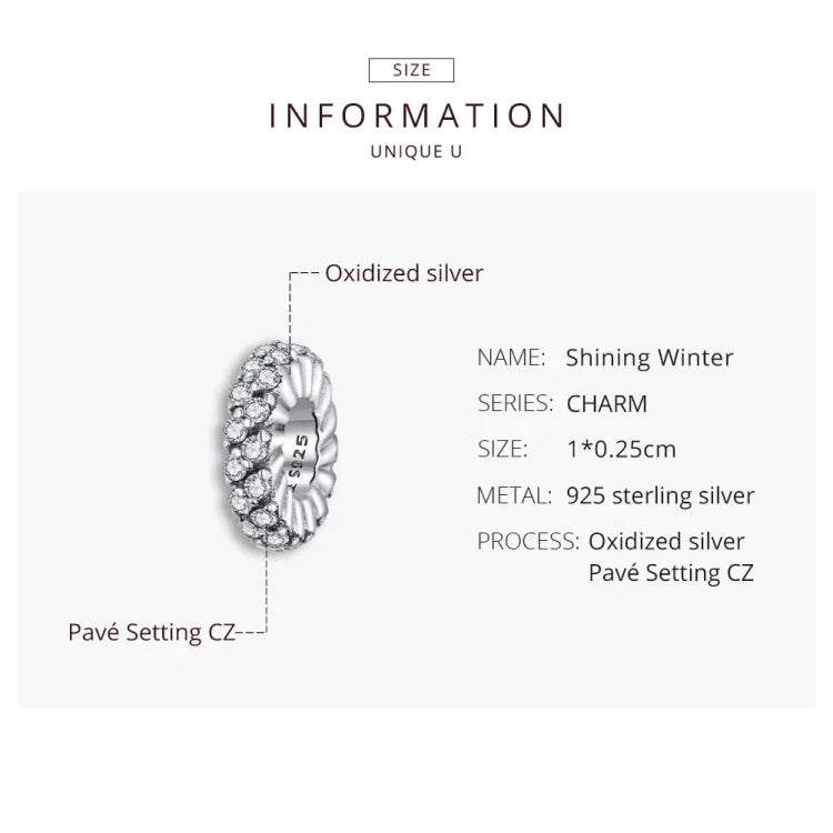 Mặt dây chuyền bạc S925 hạt zircon mùa đông lấp lánh trang sức làm vòng tay dây chuyền, Lấp lánh mùa đông