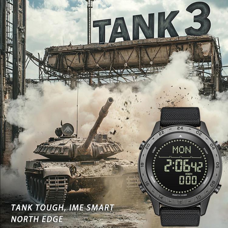 Đồng hồ thể thao chống nước ngoài trời NORTH EDGE TANK 3 cho nam hỗ trợ đếm bước chân và la bàn
