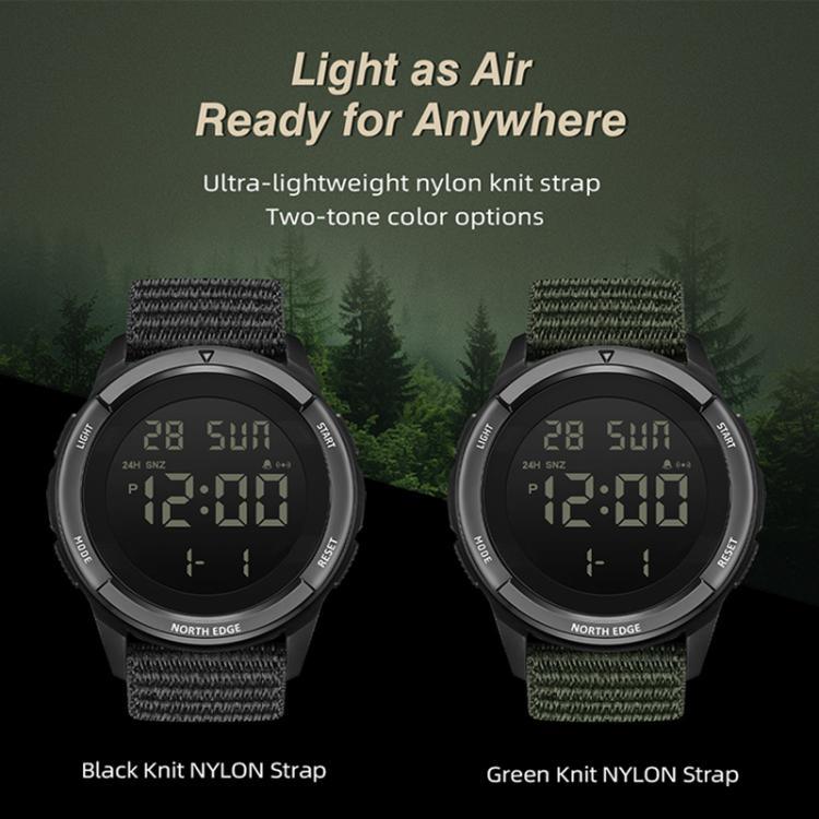 Đồng hồ thể thao đa chức năng dây nylon phát quang chống nước ngoài trời NORTH EDGE TERRAX cho nam