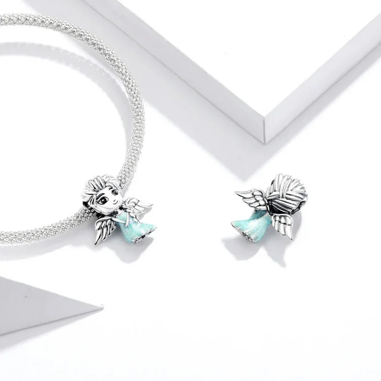 Hạt bạc sterling S925 hình bông tuyết cô gái yêu tinh cho vòng tay vòng cổ tự làm, Cô gái yêu tinh