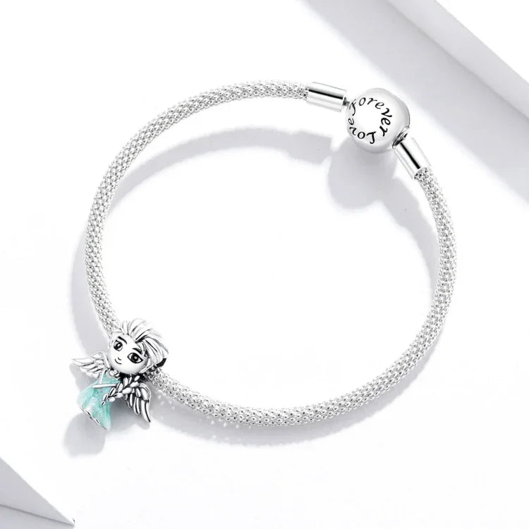 Hạt bạc sterling S925 hình bông tuyết cô gái yêu tinh cho vòng tay vòng cổ tự làm, Cô gái yêu tinh