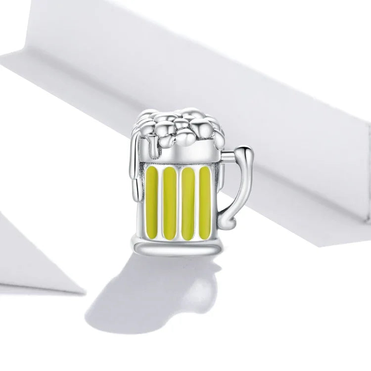 Hạt bạc sterling S925 hình cốc bia cho vòng tay vòng cổ tự làm, Cốc bia