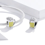 Hạt bạc sterling S925 hình cốc bia cho vòng tay vòng cổ tự làm, Cốc bia