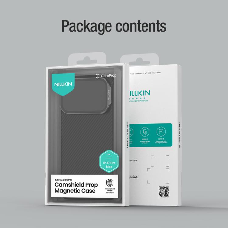 Ốp lưng điện thoại NILLKIN CamShield Prop Texture trong suốt có nam châm MagSafe PC, dành cho iPhone 17 Pro Max, iPhone 17 Pro