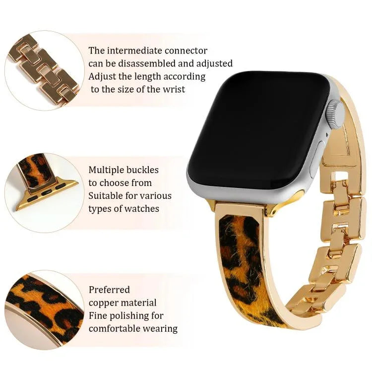 Dây đồng hồ hợp kim vòng tay họa tiết báo, Dành cho Apple Watch 46mm / 49mm / 45mm / 44mm, Dành cho Apple Watch 42mm / 41mm / 40mm / 38mm