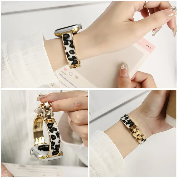 Dây đồng hồ hợp kim vòng tay họa tiết báo, Dành cho Apple Watch 46mm / 49mm / 45mm / 44mm, Dành cho Apple Watch 42mm / 41mm / 40mm / 38mm