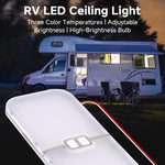 12-30V RV Light 3-Color Temperature Rotary Button Dimming Roof Light, FC03