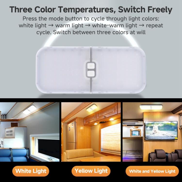 12-30V RV Light 3-Color Temperature Rotary Button Dimming Roof Light, FC03