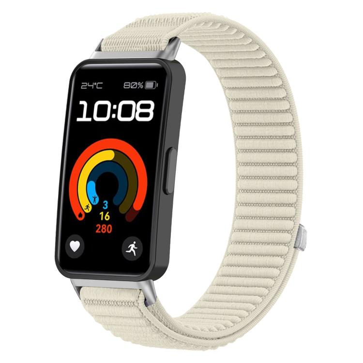 xDfind Woven Nylon Hook And Loop Fastener Metal Interface Watch Band, For Huawei Band 10 / 9 / 8