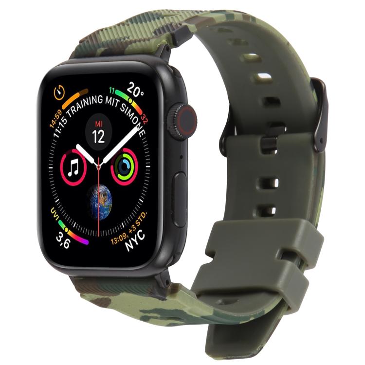 Dây đồng hồ silicone in họa tiết ngụy trang đầu nối đen xDfind, Dành cho Apple Watch 42 / 44 / 45 / 46 / 49mm, Dành cho Apple Watch 38 / 40 / 41 / S10 42mm
