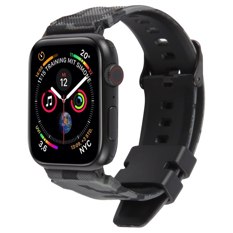 Dây đồng hồ silicone in họa tiết ngụy trang đầu nối đen xDfind, Dành cho Apple Watch 42 / 44 / 45 / 46 / 49mm, Dành cho Apple Watch 38 / 40 / 41 / S10 42mm