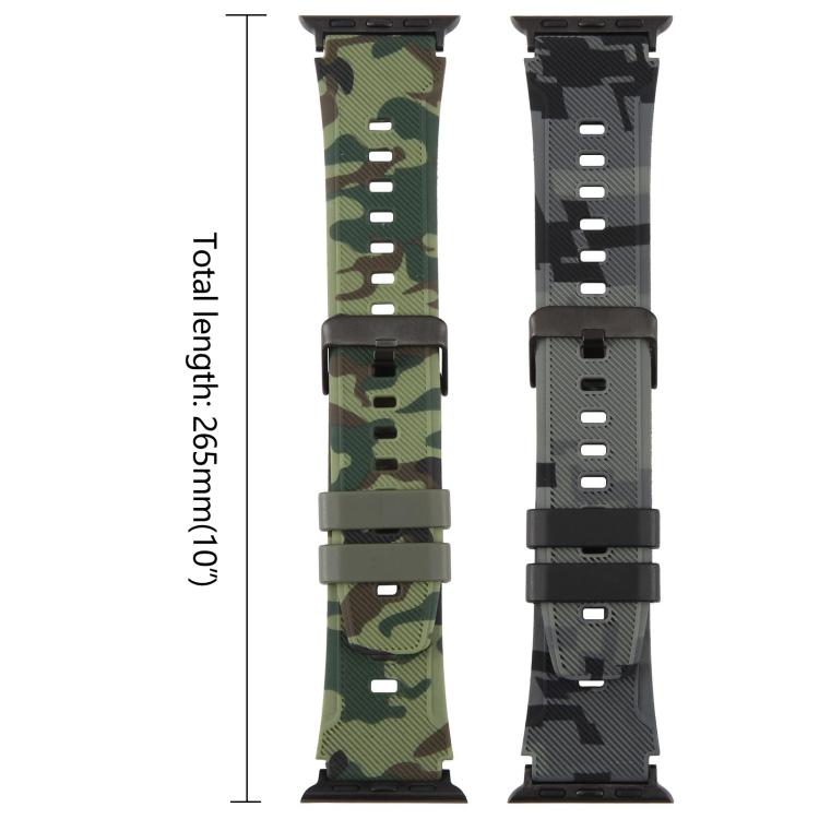 Dây đồng hồ silicone in họa tiết ngụy trang đầu nối đen xDfind, Dành cho Apple Watch 42 / 44 / 45 / 46 / 49mm, Dành cho Apple Watch 38 / 40 / 41 / S10 42mm