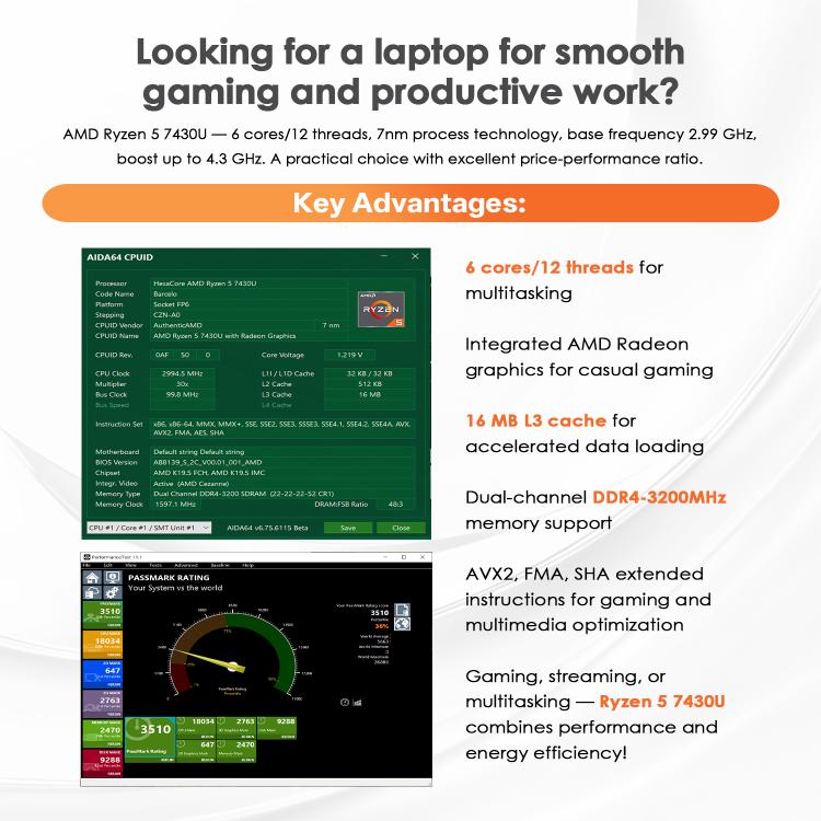 GXMO T160 Laptop 16 inch Windows 11, 16GB+512GB, Bộ xử lý AMD Ryzen 5 7430U Hexa Core, Phích cắm EU, Phích cắm US, Phích cắm UK, Phích cắm AU