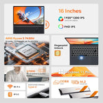 GXMO T160 Laptop 16 inch Windows 11, 16GB+512GB, Bộ xử lý AMD Ryzen 5 7430U Hexa Core, Phích cắm EU, Phích cắm US, Phích cắm UK, Phích cắm AU