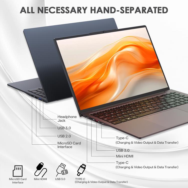GXMO T160 Laptop 16 inch Windows 11, 16GB+512GB, Bộ xử lý AMD Ryzen 5 7430U Hexa Core, Phích cắm EU, Phích cắm US, Phích cắm UK, Phích cắm AU