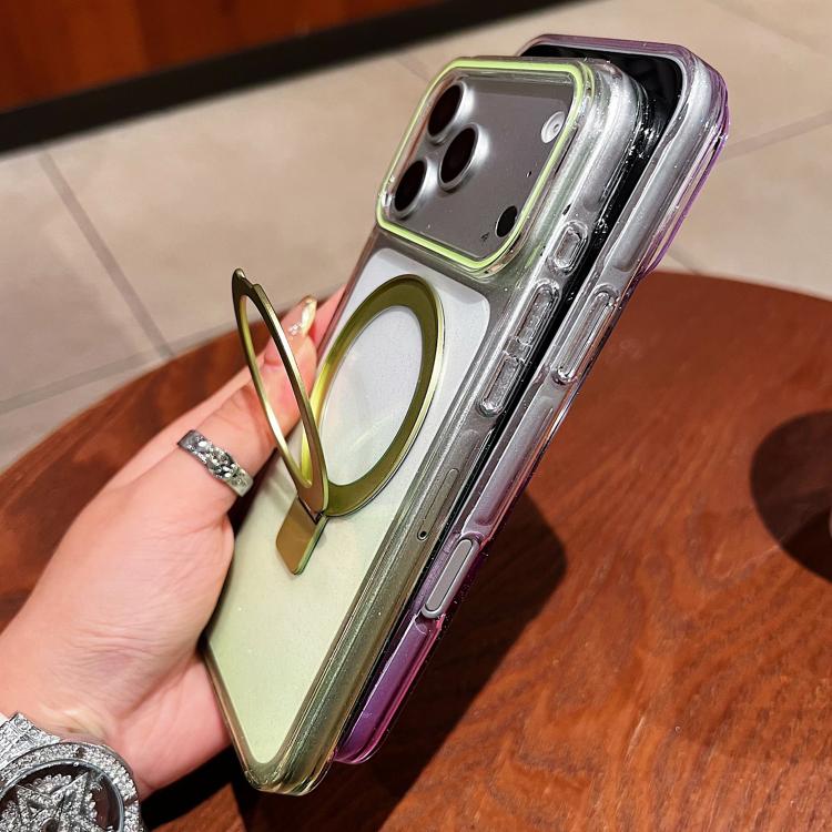 Ốp lưng điện thoại MagSafe có vòng kim loại trong suốt chuyển màu, dành cho iPhone 17 Pro Max, iPhone 17 Pro, iPhone 17, iPhone Air, iPhone 16 Pro Max, iPhone 16 Pro, iPhone 16 Plus, iPhone 16