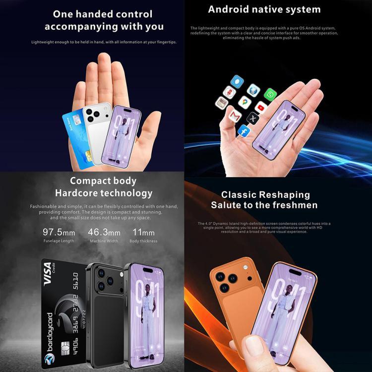 Melrose S17 Pro Mini, 4GB+64GB, Màn hình 3.75 inch Android 12.0 MTK6765 Octa Core, Mạng: 4G, 2 SIM, Hỗ trợ Google Play