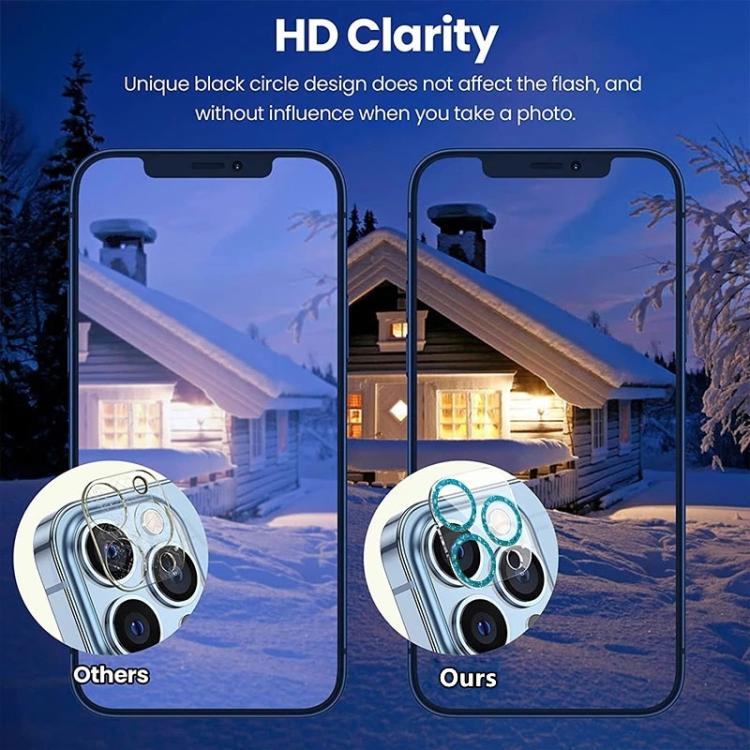 Miếng dán kính cường lực vòng kim tuyến bảo vệ ống kính camera, dành cho iPhone 17 Pro Max, iPhone 17 Pro