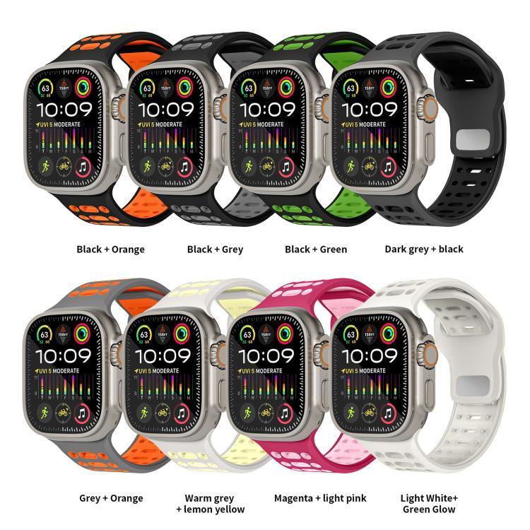 Dây đồng hồ thể thao silicone thoáng khí hai màu xDfind, Dành cho Apple Watch 46mm / 49mm / 45mm / 44mm