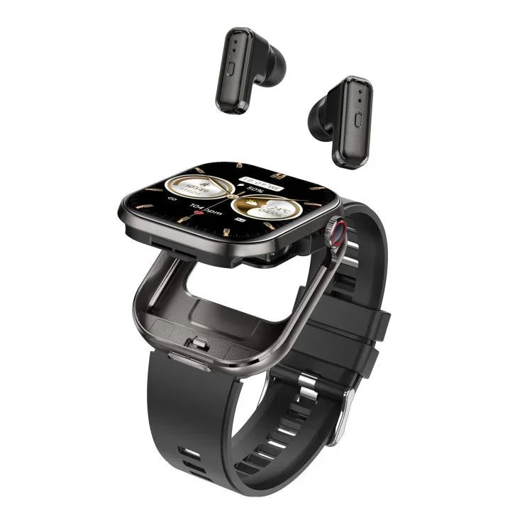 T99 Màn hình vuông 2.02 inch Tai nghe Bluetooth 2 trong 1 Đồng hồ thông minh chống nước IP67, Hỗ trợ đo oxy trong máu