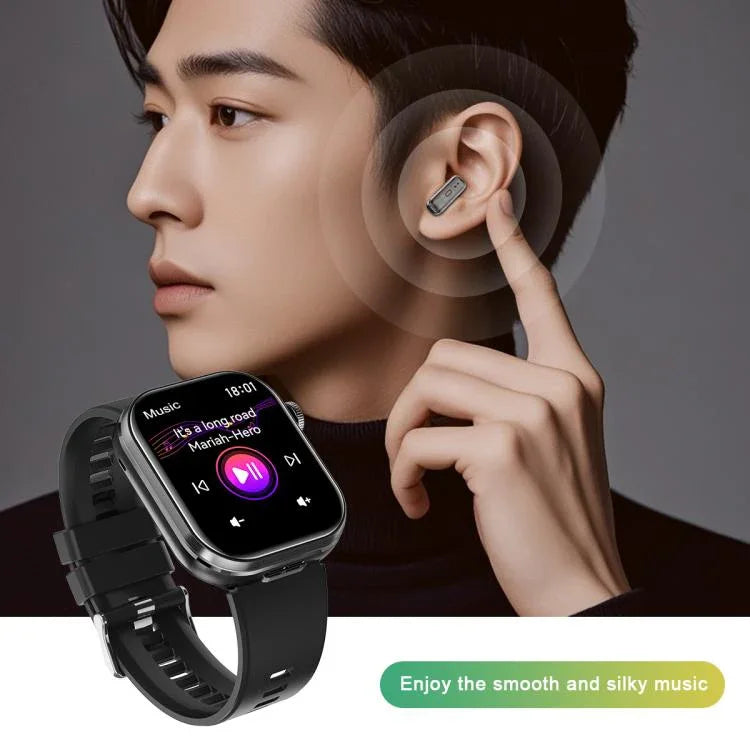 T99 Màn hình vuông 2.02 inch Tai nghe Bluetooth 2 trong 1 Đồng hồ thông minh chống nước IP67, Hỗ trợ đo oxy trong máu