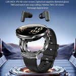 T100 Màn hình tròn 1.85 inch Tai nghe Bluetooth 2 trong 1 Đồng hồ thông minh chống nước IP67, Hỗ trợ đo oxy trong máu